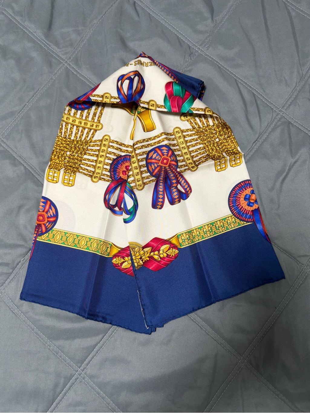 Hermes 100 Silk Blue Scarf  Solid Royal Blue